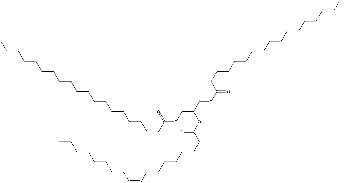 1-O-オクタデカノイル-3-O-イコサノイル-2-O-[(9Z)-9-オクタデセノイル]-L-グリセロール 化学構造式