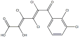 (2E,4E)-2-ヒドロキシ-3,4,5-トリクロロ-6-オキソ-6-(2,3-ジクロロフェニル)-2,4-ヘキサジエン酸 化学構造式