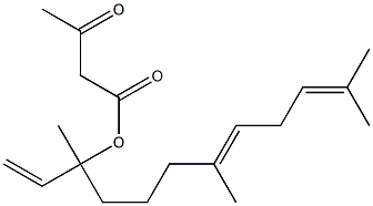 3-オキソ酪酸1,5,9-トリメチル-1-ビニル-5,8-デカジエニル 化学構造式