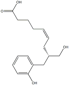 (5Z,8S)-8-ヒドロキシメチル-9-(2-ヒドロキシフェニル)-5-ノネン酸 化学構造式