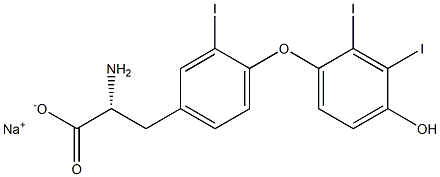 (R)-2-アミノ-3-[4-(4-ヒドロキシ-2,3-ジヨードフェノキシ)-3-ヨードフェニル]プロパン酸ナトリウム 化学構造式