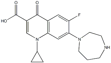 6-Fluoro-1-cyclopropyl-7-(1,4-diazacycloheptan-1-yl)-1,4-dihydro-4-oxoquinoline-3-carboxylic acid 结构式