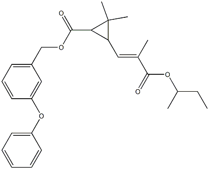 3-[(E)-2-(1-メチルプロポキシカルボニル)-1-プロペニル]-2,2-ジメチルシクロプロパンカルボン酸3-フェノキシベンジル 化学構造式