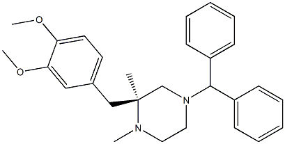 (2S)-2-[(3,4-ジメトキシフェニル)メチル]-4-(ジフェニルメチル)-1,2-ジメチルピペラジン 化学構造式