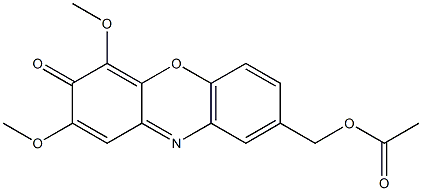8-(アセトキシメチル)-2,4-ジメトキシ-3H-フェノキサジン-3-オン 化学構造式
