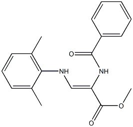 (Z)-3-[(2,6-ジメチルフェニル)アミノ]-2-(ベンゾイルアミノ)アクリル酸メチル 化学構造式
