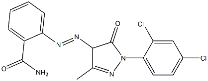4-(2-カルバモイルフェニルアゾ)-1-(2,4-ジクロロフェニル)-3-メチル-5(4H)-ピラゾロン 化学構造式