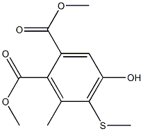 6-メチル-5-メチルチオ-4-ヒドロキシフタル酸ジメチル 化学構造式