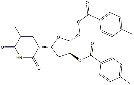 3'-O,5'-O-ビス(p-トルオイル)チミジン 化学構造式