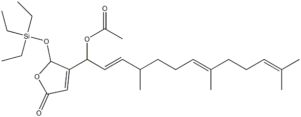 Acetic acid 1-[[2,5-dihydro-5-oxo-2-(triethylsiloxy)furan]-3-yl]-4,8,12-trimethyl-2,7,11-tridecatrienyl ester 结构式