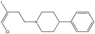 1-[(E)-4-クロロ-3-ヨード-3-ブテニル]-4-フェニルピペリジン 化学構造式