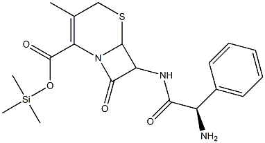 7-[(R)-2-アミノ-2-フェニルアセチルアミノ]-3-メチル-8-オキソ-5-チア-1-アザビシクロ[4.2.0]オクタ-2-エン-2-カルボン酸トリメチルシリル 化学構造式