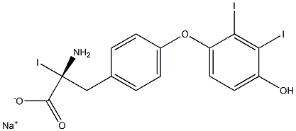 (R)-2-アミノ-3-[4-(4-ヒドロキシ-2,3-ジヨードフェノキシ)フェニル]-2-ヨードプロパン酸ナトリウム 化学構造式
