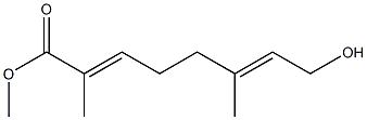(2E,6E)-8-ヒドロキシ-2,6-ジメチル-2,6-オクタジエン酸メチル 化学構造式
