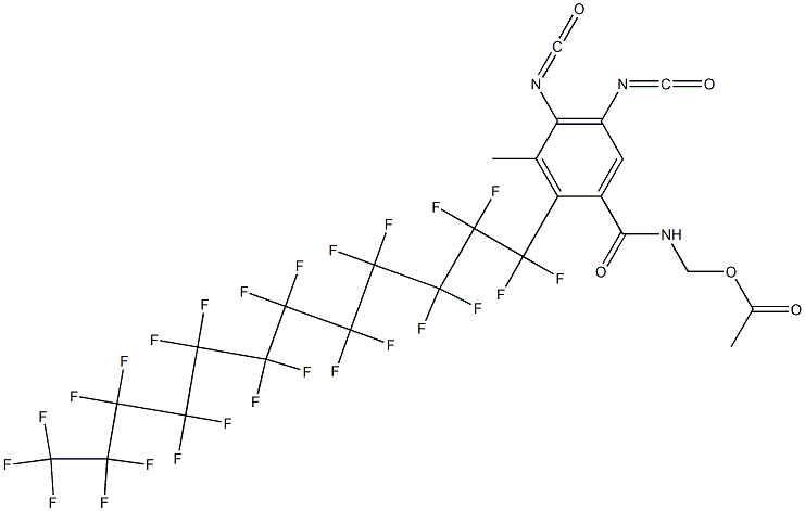 N-(アセチルオキシメチル)-2-(ペンタコサフルオロドデシル)-4,5-ジイソシアナト-3-メチルベンズアミド 化学構造式