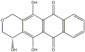 (4S)-3,4-ジヒドロ-4,5,12-トリヒドロキシ-1H-アントラ[2,3-c]ピラン-6,11-ジオン 化学構造式