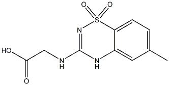 3-[(カルボキシメチル)アミノ]-6-メチル-4H-1,2,4-ベンゾチアジアジン1,1-ジオキシド 化学構造式