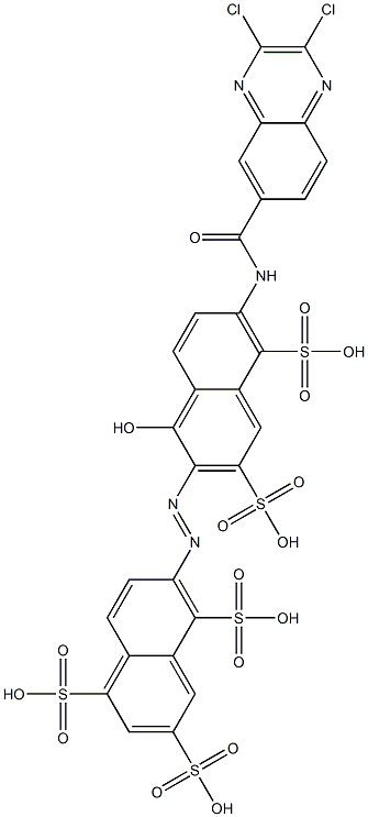 6-[[6-[[(2,3-Dichloro-6-quinoxalinyl)carbonyl]amino]-1-hydroxy-3,5-disulfo-2-naphthalenyl]azo]-1,3,5-naphthalenetrisulfonic acid Structure
