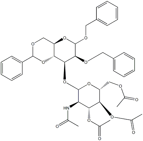 3-O-(2-Acetamido-3,4,6-tri-O-acetyl-2-deoxy-D-glucopyranosyl)-1,2-di-O-benzyl-4,6-O-benzylidene-D-mannopyranoside Structure