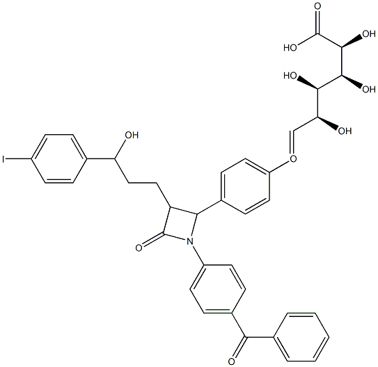 1-O-(4-(1-(4-benzoylphenyl)-3--(3-hydroxy-3-(4-iodophenyl)propyl)-2-oxo-4-azetidinyl)phenyl)glucuronic acid|
