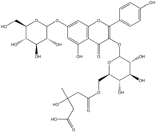 kaempferol-3-O-glucopyranoside-6''-(3-hydroxy-3-methyl glutarate)-7-O-glucopyranoside Struktur