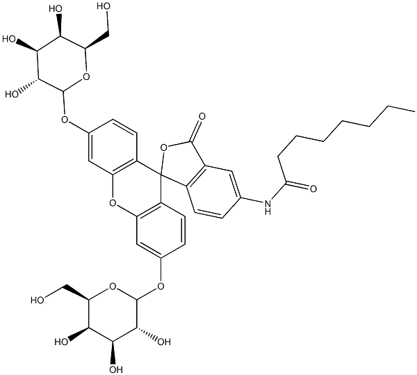 5-octanoylaminofluorescein digalactopyranoside Struktur