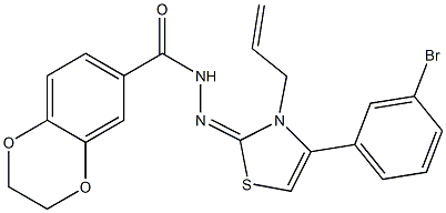 N'-(3-allyl-4-(3-bromophenyl)-1,3-thiazol-2(3H)-ylidene)-2,3-dihydro-1,4-benzodioxine-6-carbohydrazide