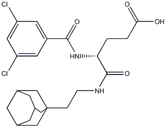 (R)-4-[(3,5-ジクロロベンゾイル)アミノ]-5-オキソ-5-[[2-(1-アダマンチル)エチル]アミノ]ペンタン酸 化学構造式