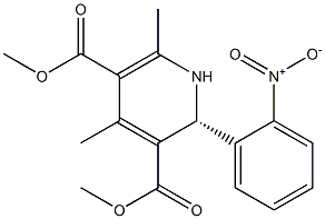 (R)-1,2-ジヒドロ-4,6-ジメチル-2-(2-ニトロフェニル)ピリジン-3,5-ジカルボン酸ジメチル 化学構造式