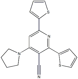 2-(2-チエニル)-4-(ピロリジン-1-イル)-6-(2-チエニル)ピリジン-3-カルボニトリル 化学構造式