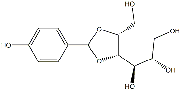 4-O,5-O-(4-ヒドロキシベンジリデン)-D-グルシトール 化学構造式