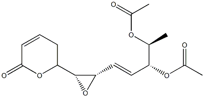 (R)-5,6-ジヒドロ-6-[(1R,2S,3E,5R,6S)-5,6-ジアセトキシ-1,2-エポキシ-3-ヘプテン-1-イル]-2H-ピラン-2-オン 化学構造式