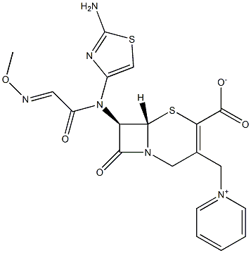 (7R)-7-[(2-アミノ-4-チアゾリル)(メトキシイミノ)アセチルアミノ]-3-[ピリジニウム-1-イルメチル]セファム-3-エン-4-カルボン酸 化学構造式