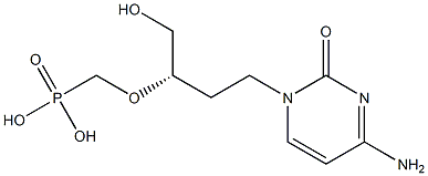 [(S)-3-[(4-アミノ-1,2-ジヒドロ-2-オキソピリミジン)-1-イル]-1-(ヒドロキシメチル)プロピルオキシ]メチルホスホン酸 化学構造式
