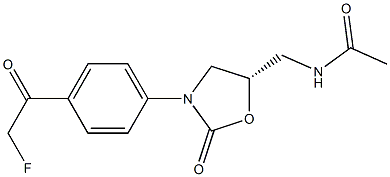 (5S)-5-アセチルアミノメチル-3-[4-フルオロアセチルフェニル]オキサゾリジン-2-オン 化学構造式