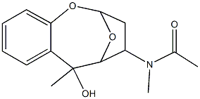 4-[アセチル(メチル)アミノ]-2,5-エポキシ-6-メチル-3,4,5,6-テトラヒドロ-2H-1-ベンゾオキソシン-6-オール 化学構造式