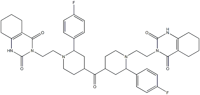 4-フルオロフェニル[1-[2-[(1,2,3,4,5,6,7,8-オクタヒドロ-2,4-ジオキソベンゾピリミジン)-3-イル]エチル]ピペリジン-4-イル]ケトン 化学構造式