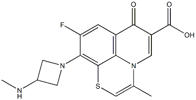9-フルオロ-3-メチル-10-[3-(メチルアミノ)アゼチジン-1-イル]-7-オキソ-7H-ピリド[1,2,3-de]-1,4-ベンゾチアジン-6-カルボン酸 化学構造式
