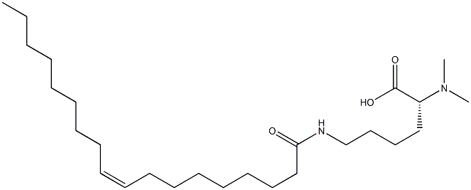 (R)-2-(ジメチルアミノ)-6-[(Z)-9-オクタデセノイルアミノ]ヘキサン酸 化学構造式