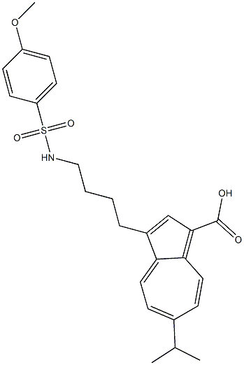 6-イソプロピル-3-[4-[[(4-メトキシフェニル)スルホニル]アミノ]ブチル]アズレン-1-カルボン酸 化学構造式
