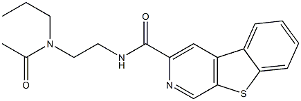 3-(4-アセチル-1,4-ジアザヘプタン-1-イルカルボニル)[1]ベンゾチエノ[2,3-c]ピリジン 化学構造式