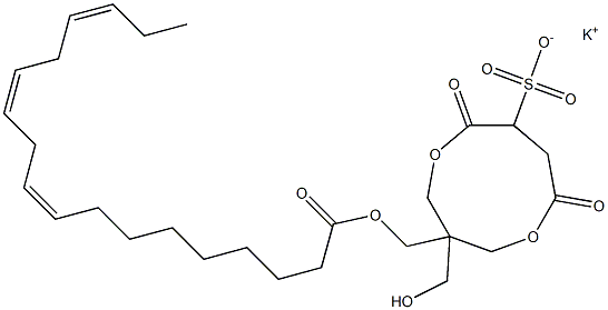 1-[[[(9Z,12Z,15Z)-1-オキソ-9,12,15-オクタデカトリエン-1-イル]オキシ]メチル]-1-(ヒドロキシメチル)-4,7-ジオキソ-3,8-ジオキサシクロノナン-6-スルホン酸カリウム 化学構造式
