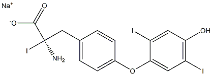 (R)-2-アミノ-3-[4-(4-ヒドロキシ-2,5-ジヨードフェノキシ)フェニル]-2-ヨードプロパン酸ナトリウム 化学構造式