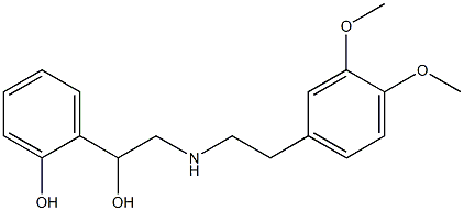 1-(o-ヒドロキシフェニル)-2-[[2-(3,4-ジメトキシフェニル)エチル]アミノ]エタノール 化学構造式
