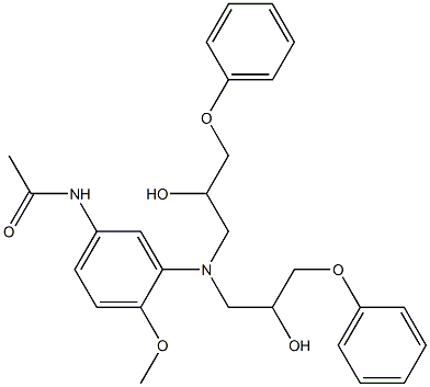 N-[3-[N,N-ビス(2-ヒドロキシ-3-フェノキシプロピル)アミノ]-4-メトキシフェニル]アセトアミド 化学構造式