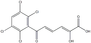 (2Z,4E)-2-ヒドロキシ-6-(2,3,5,6-テトラクロロフェニル)-6-オキソ-2,4-ヘキサジエン酸 化学構造式