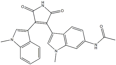 3-(6-アセチルアミノ-1-メチル-1H-インドール-3-イル)-4-(1-メチル-1H-インドール-3-イル)-1H-ピロール-2,5-ジオン 化学構造式