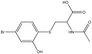 2-アセチルアミノ-3-(4-ブロモ-2-ヒドロキシフェニルチオ)プロピオン酸 化学構造式