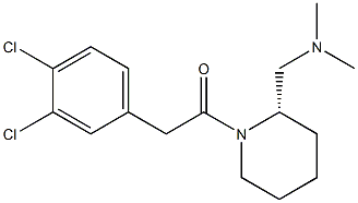 (2S)-1-[(3,4-ジクロロフェニル)アセチル]-2-ジメチルアミノメチルピペリジン 化学構造式