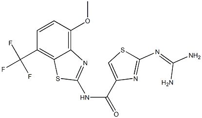 2-(ジアミノメチレンアミノ)-N-(4-メトキシ-7-トリフルオロメチル-2-ベンゾチアゾリル)チアゾール-4-カルボアミド 化学構造式